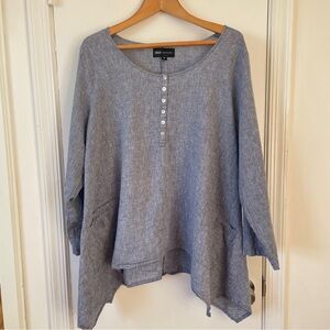 Jones NY NWOT Plus-size Linen Cotton Lagenlook Long Sleeve Tunic Top Shirt 1X